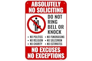 VENICOR 1PC No Soliciting Sign for Home, 10 x 7 Inches - Aluminum - Do Not Knock Please Dont Ring Doorbell - No Silication Solicitors Soliciting Sign for Front Door Home House