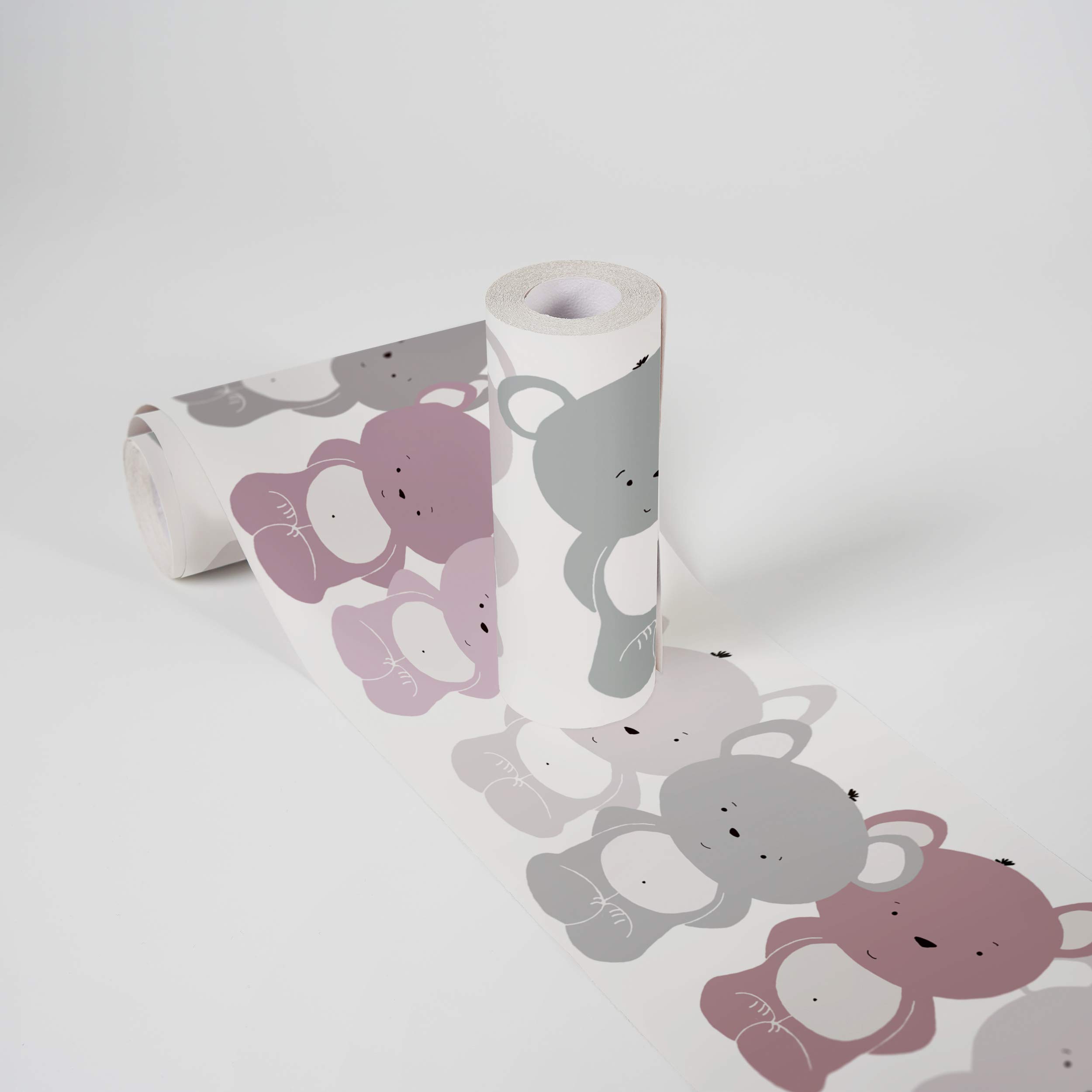A.S. Création Wallpaper Borders Self-Adhesive Lovely Kids Cute Bears Wallpaper Borders for Kids 5.00 m x 0.155 m Pink Grey White Made in Germany 403739 403739