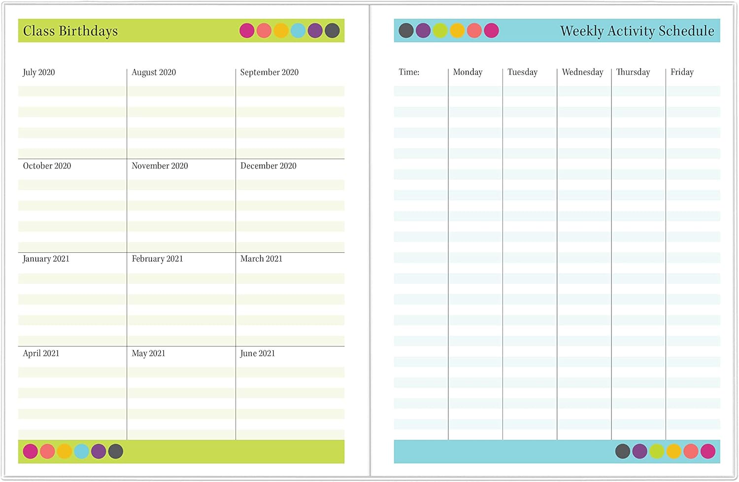 Blue Sky 2020-2021 Academic Year Teachers Monthly Lesson Planner, Stapled, Flexible Cover 8.5" x 11", Dots (100336-A21) : Office Products