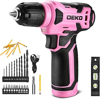 Dekopro 8V Cordless Drill Set 3/8 Inch Chuck 42 Pcs Accessories Pink