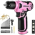 DEKOPRO 8V Cordless Drill, Drill Set with 3/8"Keyless Chuck, 42pcs Acessories, Built-in LED, Type-C Charge Cable, Pink Power Drill for Drilling and Tightening/Loosening Screws