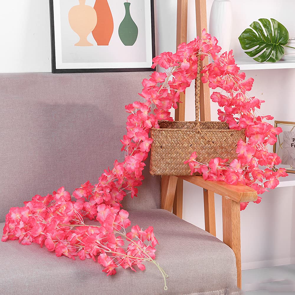 1 x Artificial Cherry Blossom Garlands Flower Garland Flowers Vine Silk Flowers Garlands Hanging Artificial Flowers Garland Decoration for Wedding Party Home Garden Arch Walls 256 Flower Heads Rose