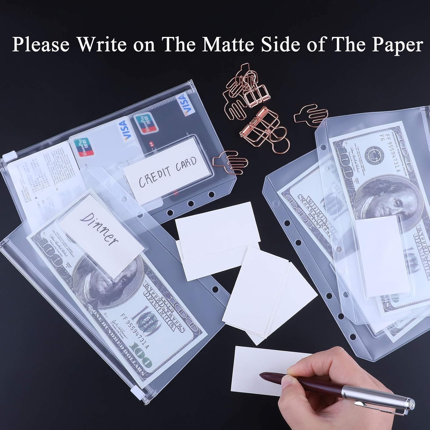 HAUTOCO 12PCS A6 Size Binder Pockets with Label Pocket, PVC Cash Budget Zipper Envelopes 6-Holes Binder Pouches Folders for A6 6-Ring Notebook Binder : Office Products