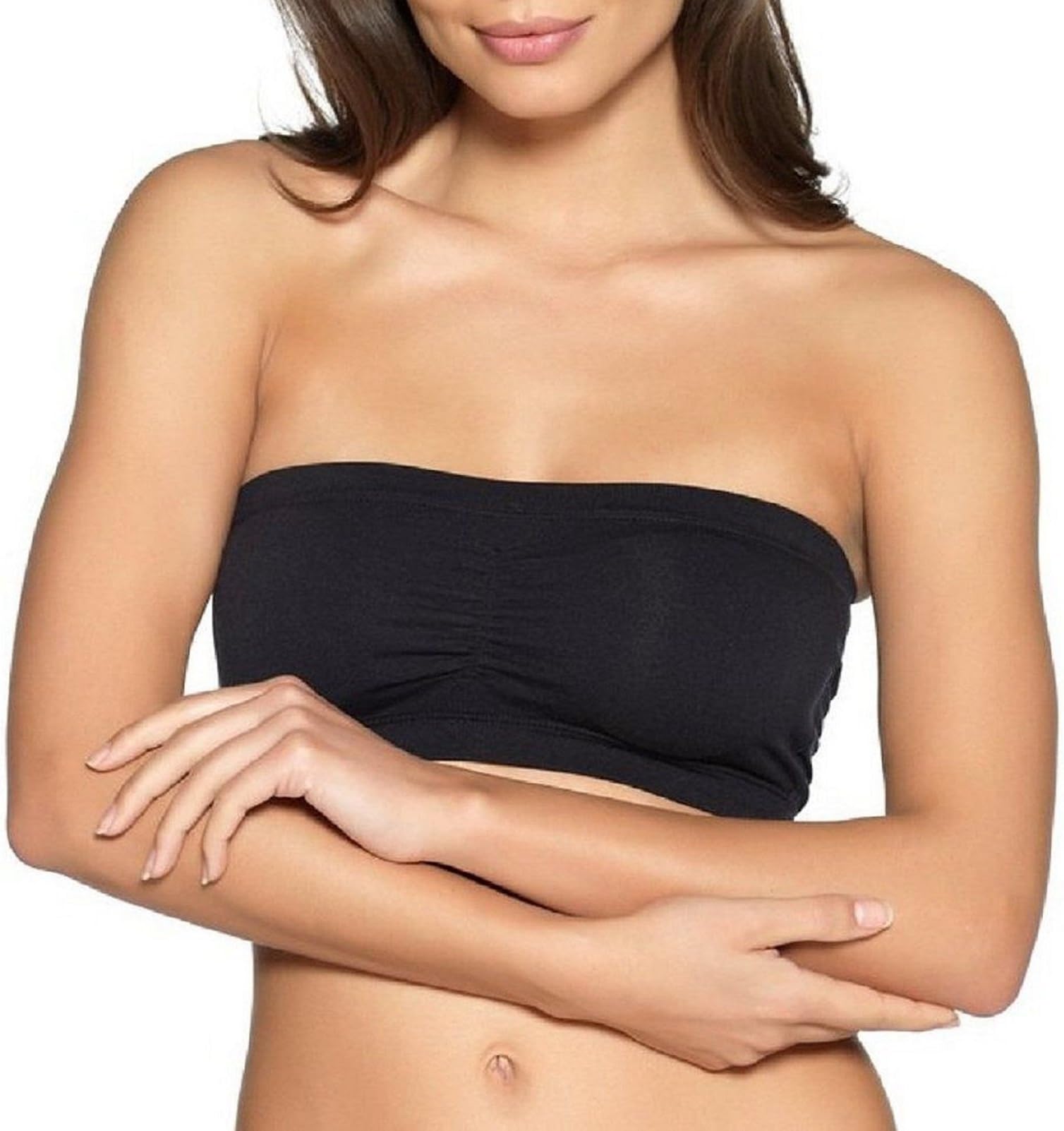 BandeauBra Strapless Seamless Padded with Removable Padding Women/Ladies Tops Bra (Set of 1 Black/Nude/White S-3XL)