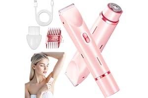 ACEMEND Bikini Trimmer for Women, Electric Razor & Shaver with Dual Ceramic Blades, Painless Hair Removal for Face, Body & Intimate Areas, 90min Cordless Runtime, Waterproof Travel Grooming Kit