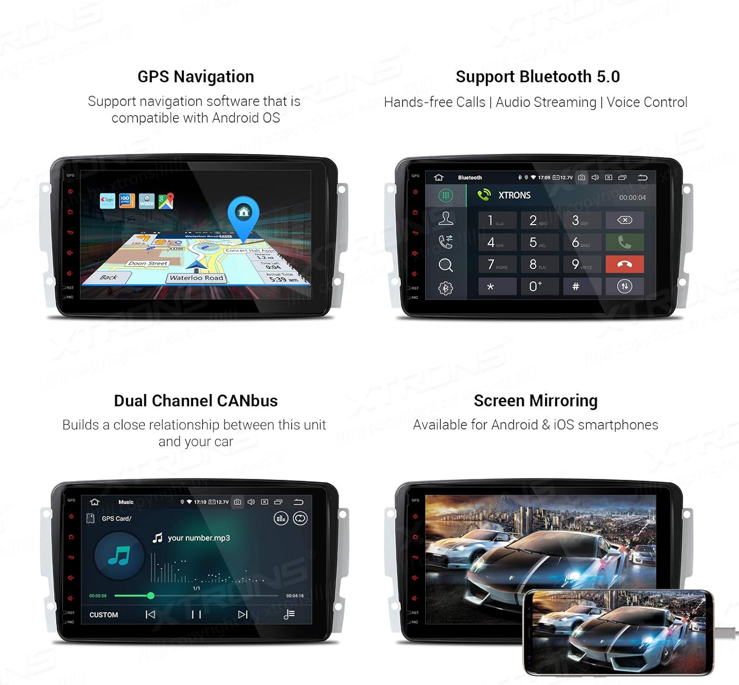 In-Dash Video Electronics & Photo XTRONS 8“ Android 9.0 Car Stereo Auto