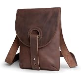 La Antigua, Vintage Crossbody Bag with Adjustable Shoulder Strap, Rustic Satchel, Travel Bag, Purse, Full Grain Leather, Handmade, Bourbon Brown