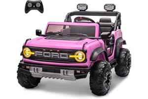 SEIZEEN ENYOPRO 24V 2 Seater Ride On Car Truck for Girls, Ford Bronco Licensed Electric Vehicle Kids Jeeps Drivable Toy Car w/Parent Remote, Wireless Music, 4 Shock Absorbers, 3 Speed, LED Lights - Pink