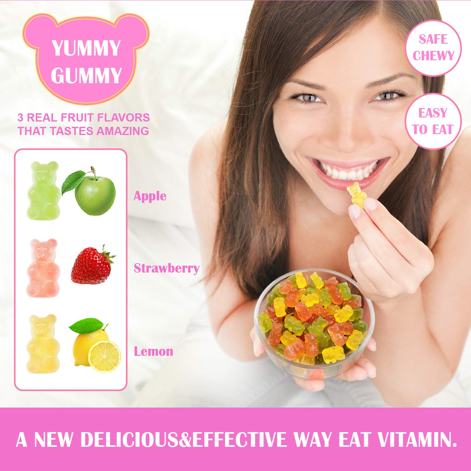 VegePower Hair Skin and Nails Vitamin Gummies-Biotin 10,000mcg [Highest Potency] for Hair Growth-Vegan Hair Bear Gummy for Women & Men,Non-GMO,Gluten-Free,Hair Thicken Supplement