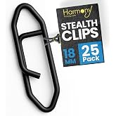 Harmony Fishing Stealth Clips (25 Pack) [Black Stainless] (Ultra-Strong, Fast-Swapping Universal Power Snaps for Fishing Lures)