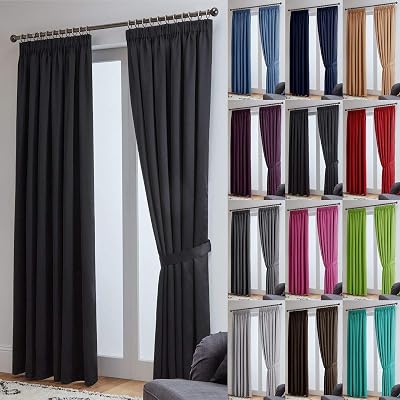 John Aird Blackout Curtains Pencil Pleat with Tie Backs 2 Panels 46 x 72
