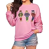For G and PL Women's Christmas Sequin Long Sleeve Sweatshirts Holiday Crewneck Tops