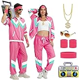 rumnigh 80s Tracksuit for Men Women,80s 90s Outfits Fashion Retro Tracksuit for Halloween Carnival Party