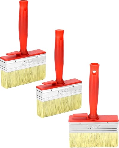 QWORK 3 Pack Paint Brush Set 30x120mm Pig Bristle Fence Deck Shed Outdoor