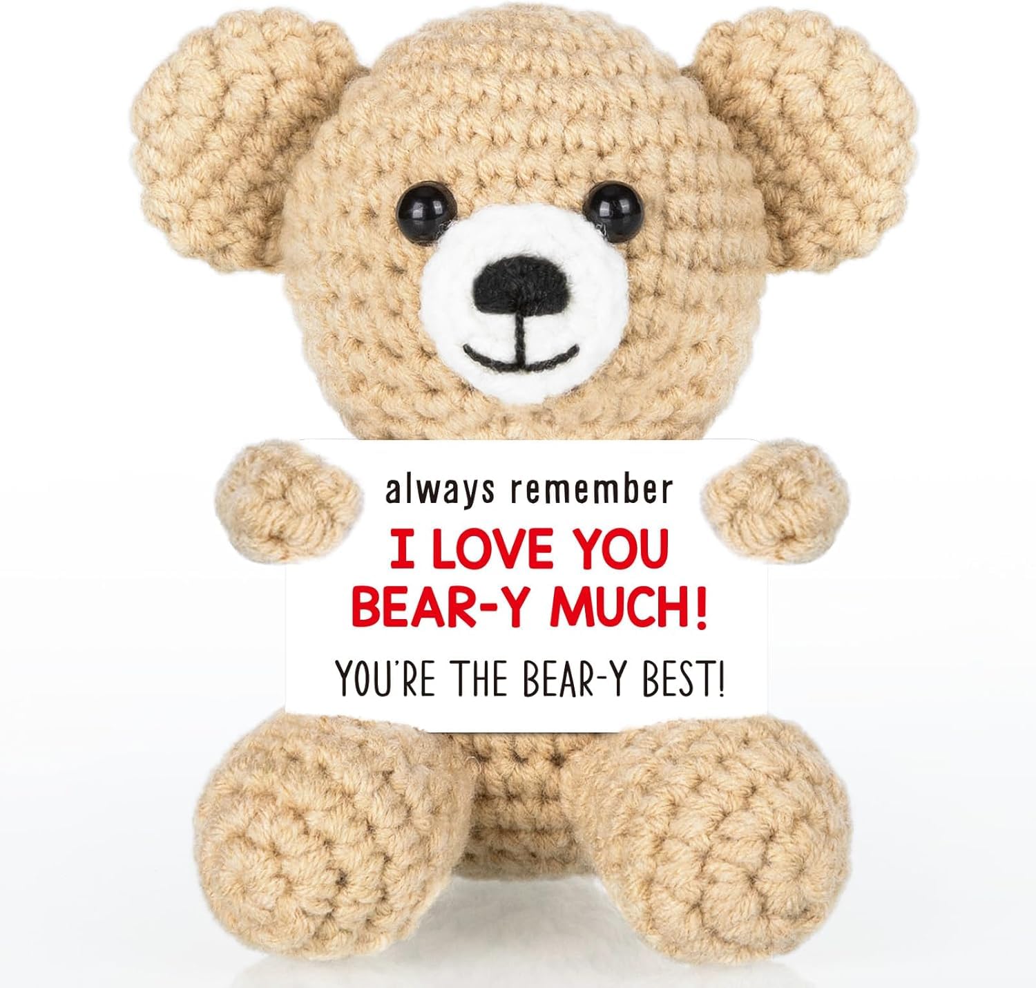 ALUNME I Love You Gift - Mini Crochet Bear for Wife, Husband, Girlfriend, Boyfriend, Handmade Anniversary Valentines Gift, Cute Small Birthday for Her Him — image 1