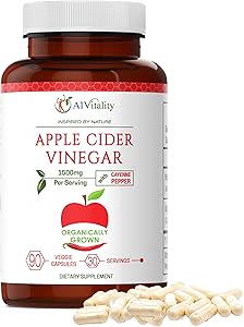 Organic Apple Cider Vinegar with Cayenne Pepper – Natural Detox Cleanse, Weight Loss, Digestion, Appetite Suppressant, Prevent Bloating, Immune Health, Premium Keto Friendly Supplement 1500mg Capsules