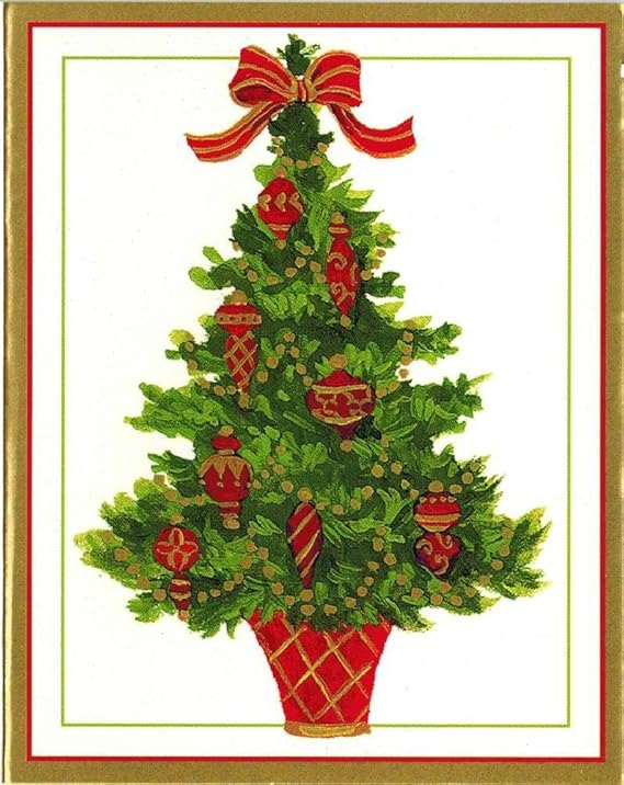 Caspari Tiny Tree Holiday Cards Set of 28 Cards Kitchen