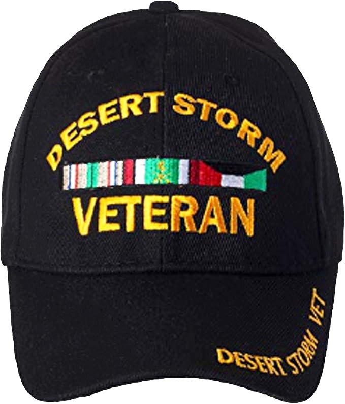 Buy Caps and Hats Desert Storm Veteran Cap Black Embroidered Hat with Ribbons Army Air Force