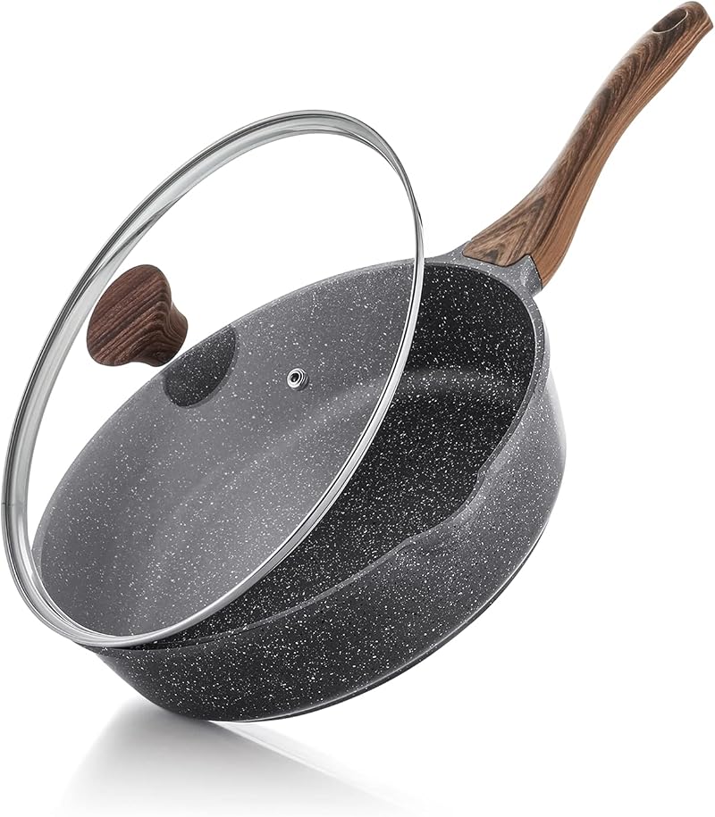 SENSARTE Nonstick Skillet Deep Fry Pan 26 cm 4 Litre with Lid Induction