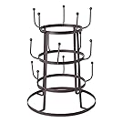 Home Traditions 3 Tier Countertop Or Pantry Vintage Metal Wire Tree Stand for Coffee Glasses, and Cups, 15 Mug Capacity, Rustic Bronze