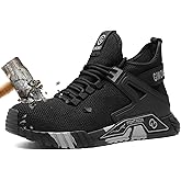 GIWONET Steel Toe Boots for Men Women Breathble Lightweight Work Boots Slip Resistant High Top Safety Composite Toe Work Indestructible Construction Shoes
