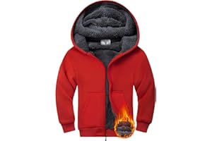 ONEDOG Boys Fleece Jacket Sherpa Lined Zip Up Hoodie Casual Long Sleeve Sweatshirt Warm Jacket 6-15Years (Girls/Kids)