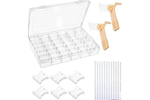 Prasacco Embroidery Floss Organizer 150 Bobbins 36 Compartment Storage Box with Bobbin Winder and Coding Stickers for Craft DIY Embroidery Cross Stitch Supplies