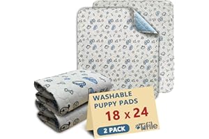 TIFILE Washable Pee Pads for Dogs, 2 Pack Reusable Puppy Pads, Absorbent Whelping Pads with Bone Print, Non-Slip Waterproof Pet Training Pads for Couch, Crate, Potty Training - 18x24in