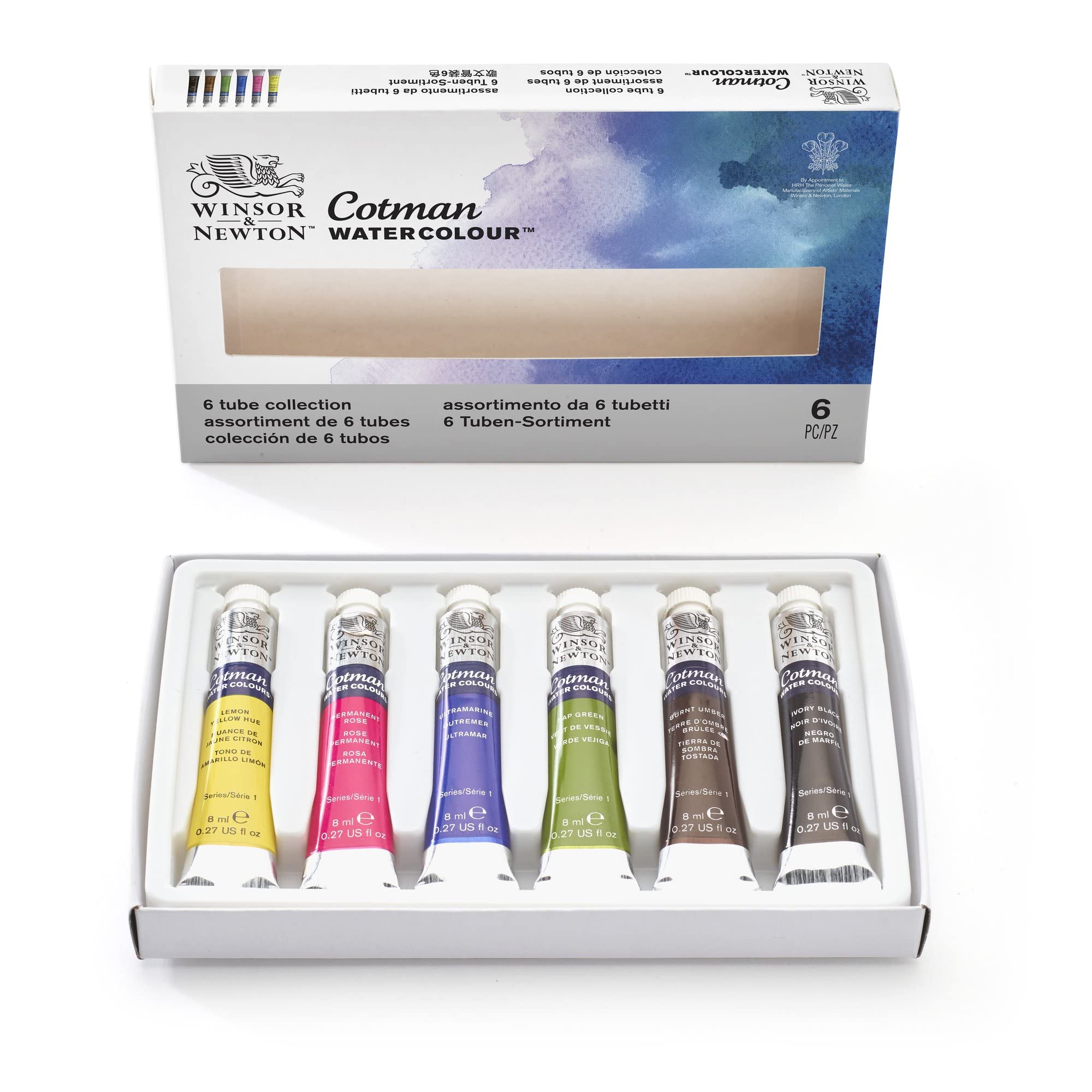 Winsor & Newton, Cotman Watercolour '6 Tube Collection', 6 x 8ml Tubes
