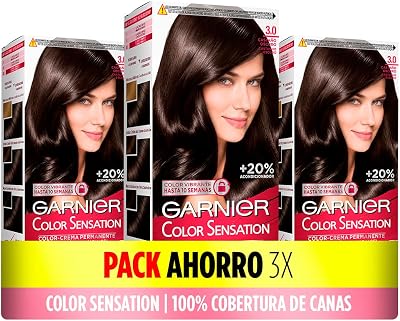 Garnier Color Sensation 3 Pack Dye Box 3.0 Dark Brown Long-Lasting Colour