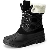 DREAM PAIRS Womens Winter Snow Duck Boots,Waterproof Mid Calf Anti-slip Stability Lace Up Faux Fur Lining Warm Cozy Boots Outdoor Supportive Insole