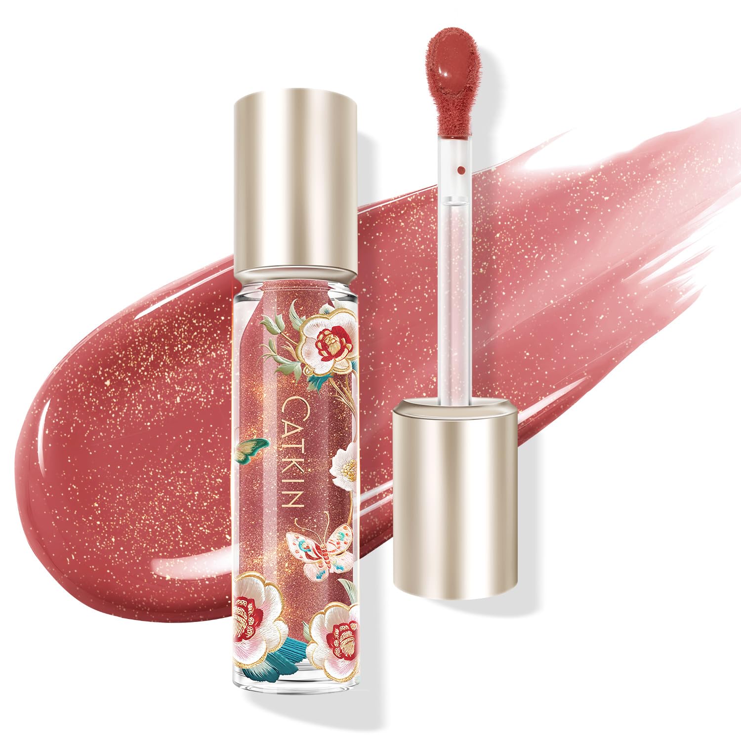Photo 1 of CATKIN Lip Plumper Gloss, Tinted Lip Serum with Hyaluronic Acid & Jojoba Oil, Non-sticky Volumizing Hydrating Formula for a High Shine Maximum 3D Look, Plump & Soft Lips 0.12 Fl Oz-C05 Chocolate Amber