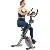 Sunny Health &amp; Fitness Smart Foldable Magnetic X-Bike, Low-Impact Workouts | Compact Design for Homegym, Indoor Cycling, Free SunnyFit App Connectivity, 14-Lvl Magnetic Resistance, Adjustable Seat