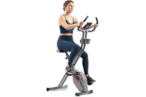 Sunny Health & Fitness Smart Folding X-Bike, Portable Compact Exercise Bike for Indoor Cycling Workout, Home Cardio Training Machine, Free SunnyFit App Bluetooth Connect