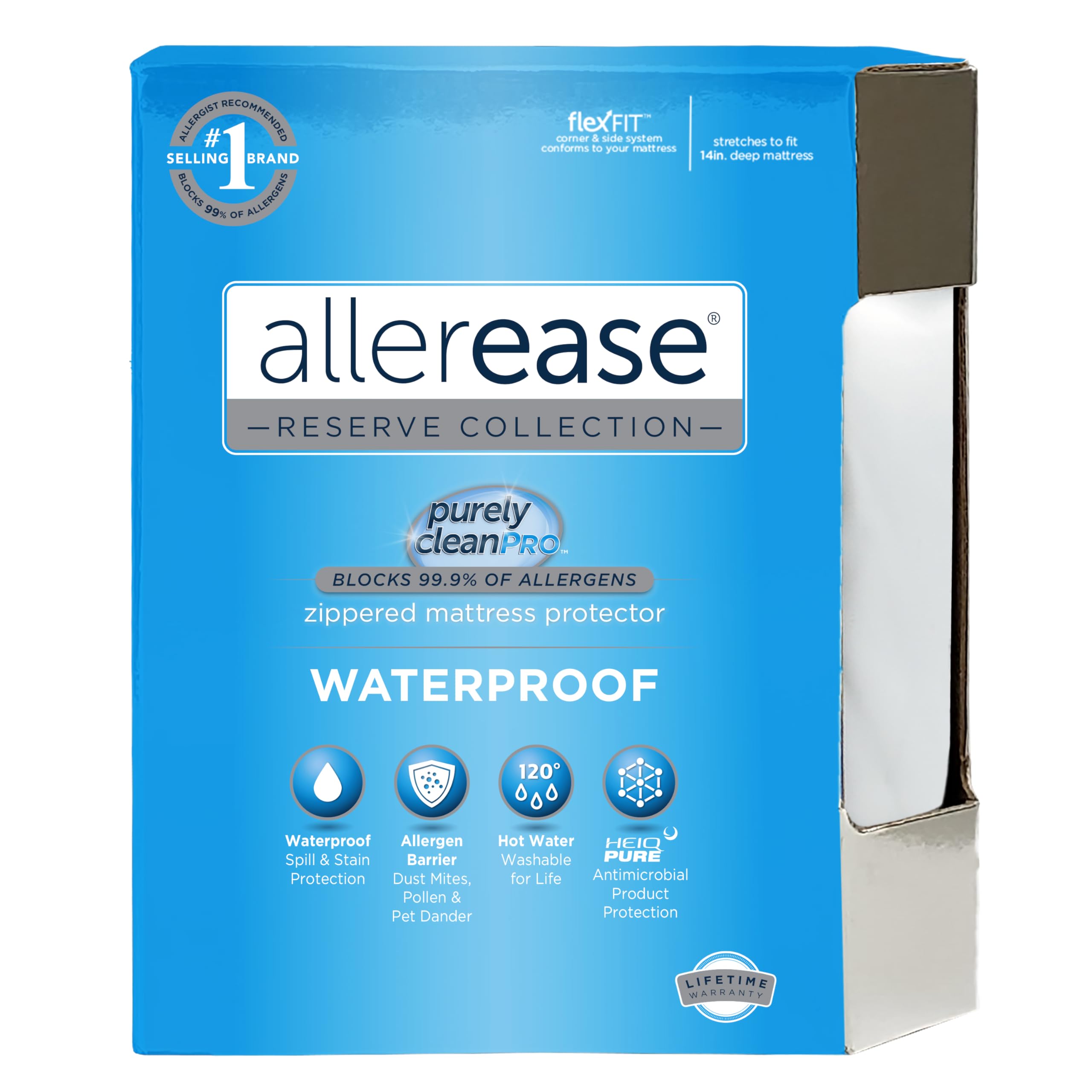 Photo 1 of AllerEase Waterproof Mattress Protector Stain Protection Twin Size Allergen Barrier Hot Water Washable Machine Washable Durable Zippered Knit Mattress Cover Stretch Corners (White)