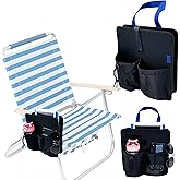Pikpops Beach Chair Cup Holder, Camping Side Hanging Organizer Pouch, Armrest Caddy Pocket Attachment for Water Bottle, Tumbler, Tablet, Snacks