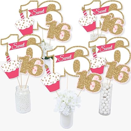 Amazon Com Big Dot Of Happiness Sweet 16 16th Birthday 16th