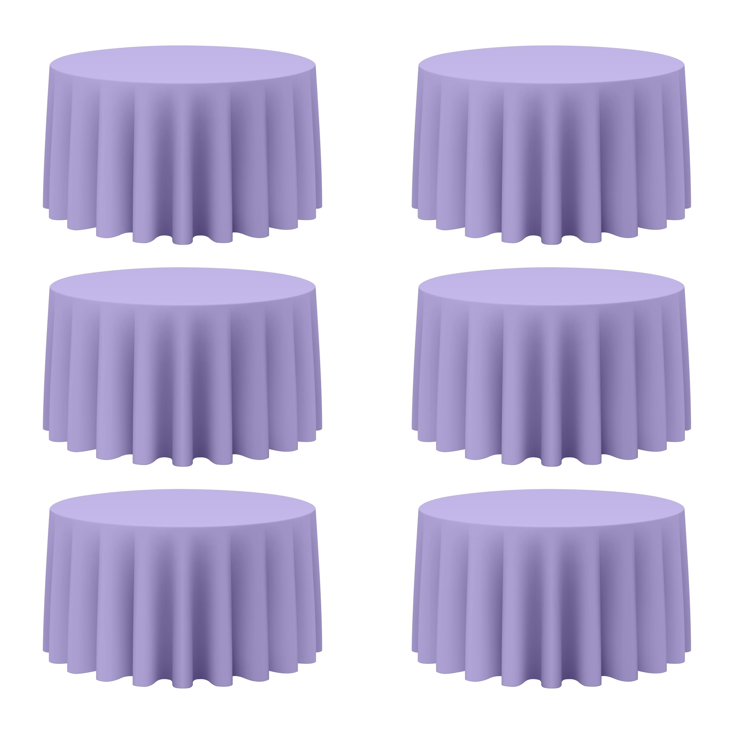 Photo 1 of BRILLMAX 6 Pack Lavender Round Tablecloths 120 Inch - Circle Bulk Linen Polyester Fabric Washable Table Cloth Cover for Wedding Reception Banquet Birthday Party Buffet Restaurant