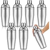 Nitial 6 Pcs Bar Cocktail Shaker Professional Stainless Steel Martini Drink Mixer with Built-in Strainer for Bartending No Leaks Boston Shaker for Bar Party Drink Mixing Tool(25 oz,Silver)