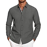COOFANDY Mens Casual Button Down Shirt Untucked Long Sleeve Stretch Denim Dress Shirt