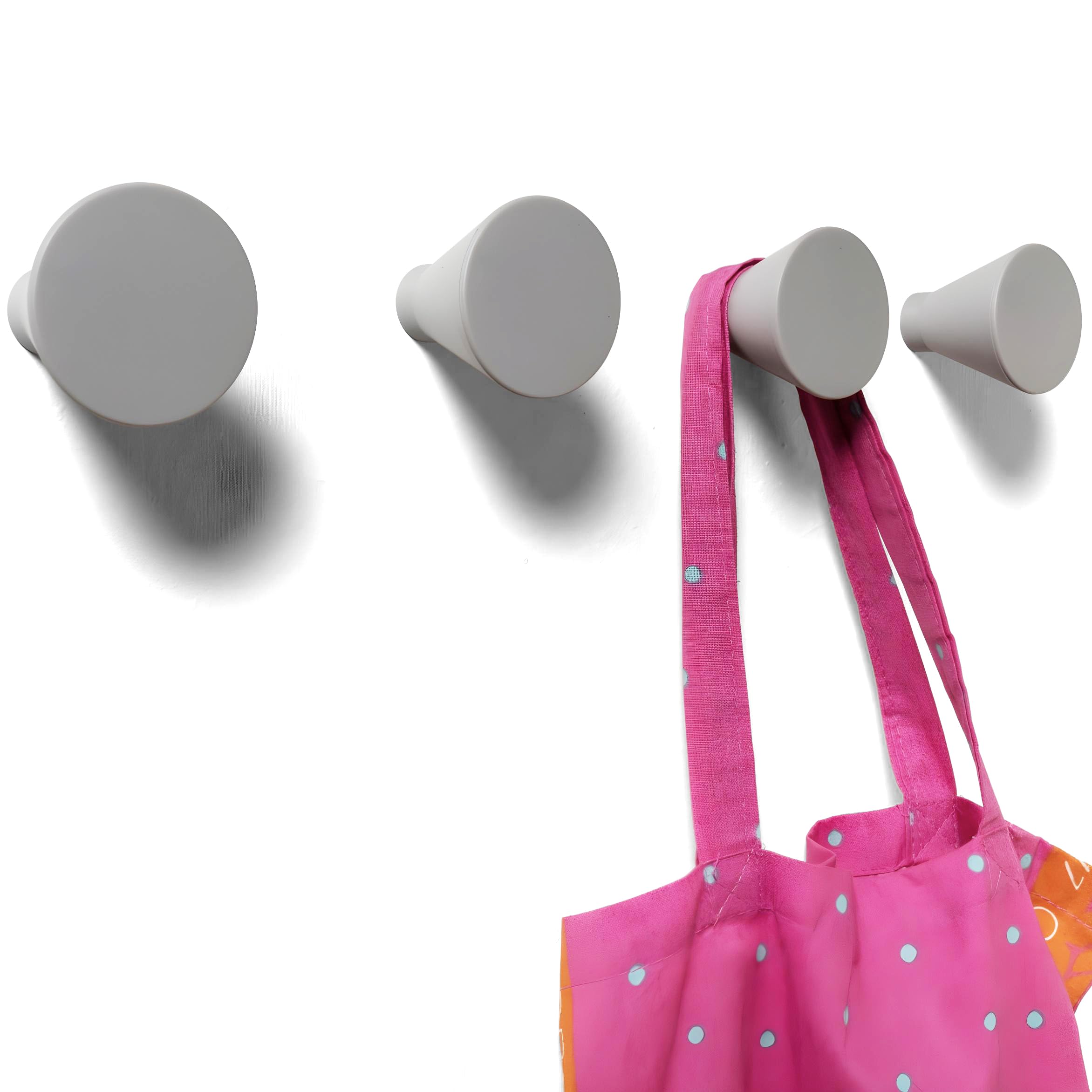 nidoshu Grey Coat Hooks Wall Mounted – Set of 4 – Soft Touch, Hidden Screws – Neutral & Versatile to Create Balance in Bedrooms and Small Spaces