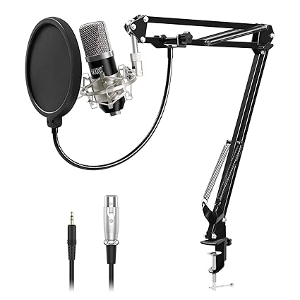TONOR XLR zu 3.5 mm Kondensator-Mikrofon Kit Schall Podcast Studio Rundfunk & Aufnahme Microphone für Computer mit Popschutz 
