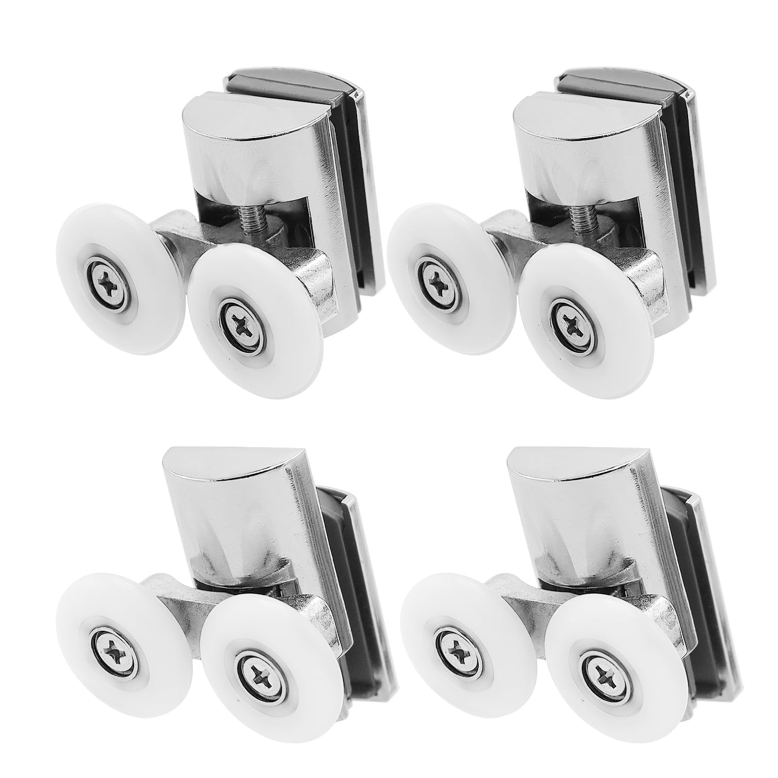 Shower Door Twin Rollers,Shower Door Runners, for Curved Doors Zinc Alloy Runners Wheels Bathroom Replacement Parts, Curved Shower Door Rollers of 2 Top & 2 Bottom