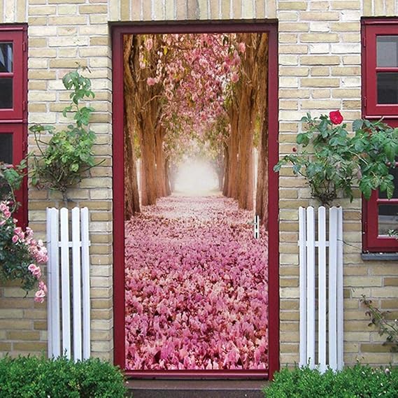 Igzaker Flor De Cerezo En 3D Pegatinas De La Puerta De Madera
