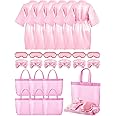 Sintuff 24 Pcs Sleepover Party Supplies for Girls 6 Spa Party Robes 6 Tote Bags 6 Headbands 6 Spa Masks