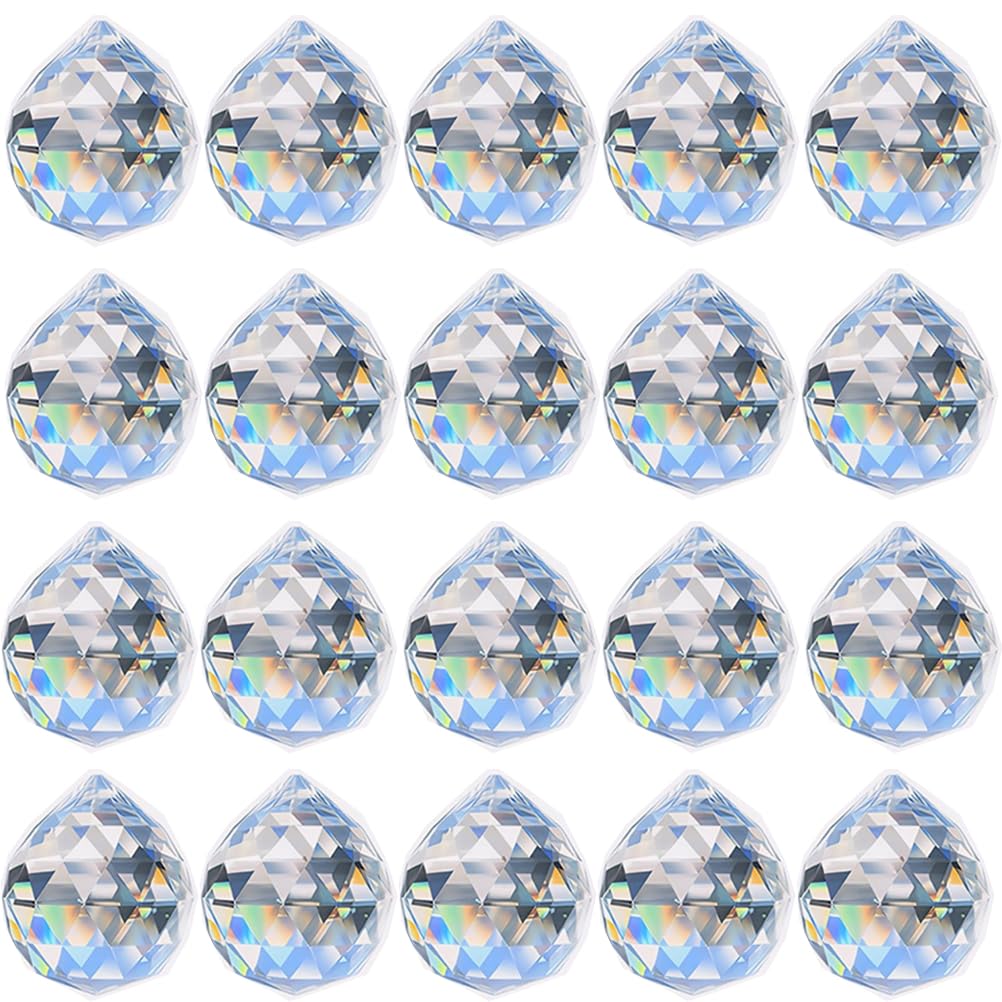 ADWIKOSO 30mm 20Pcs Crystal Sun catcher Ball Prism Pendant Glass Chandelier Hanging Pendant Feng Shui Hanging Crystal Suncatcher Wedding Home Window Décor