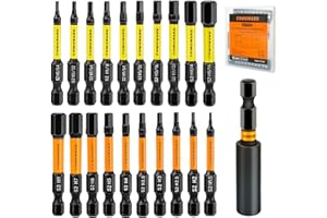 COMOWARE 21pcs Allen Wrench Drill Bits (Metric&SAE), S2 Steel 1/4" Hex Bit Set, CNC Tip Screwdriver Bits, 2" Length Magnetic Drill Bit, Impact Hex Bitss Set for Electronic Devices Disassembly
