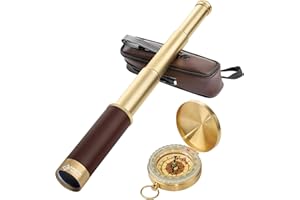 Laupha Retro Pirate Telescope Zoomable 25x30 Collapsible Handheld BAK-4 Lens Vintage Spyglass for Kids & Survival Gear Pocket