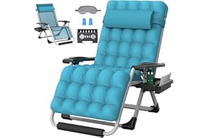 ZENPETIO Oversized Zero Gravity Chair, 33In XXL Zero Gravity Recliner Lounge Chair, Anti Gravity Chair for Indoor and Outdoor, Reclining Camping Chair for Lawn and Patio w/Cushion and Footrest, 500LBS