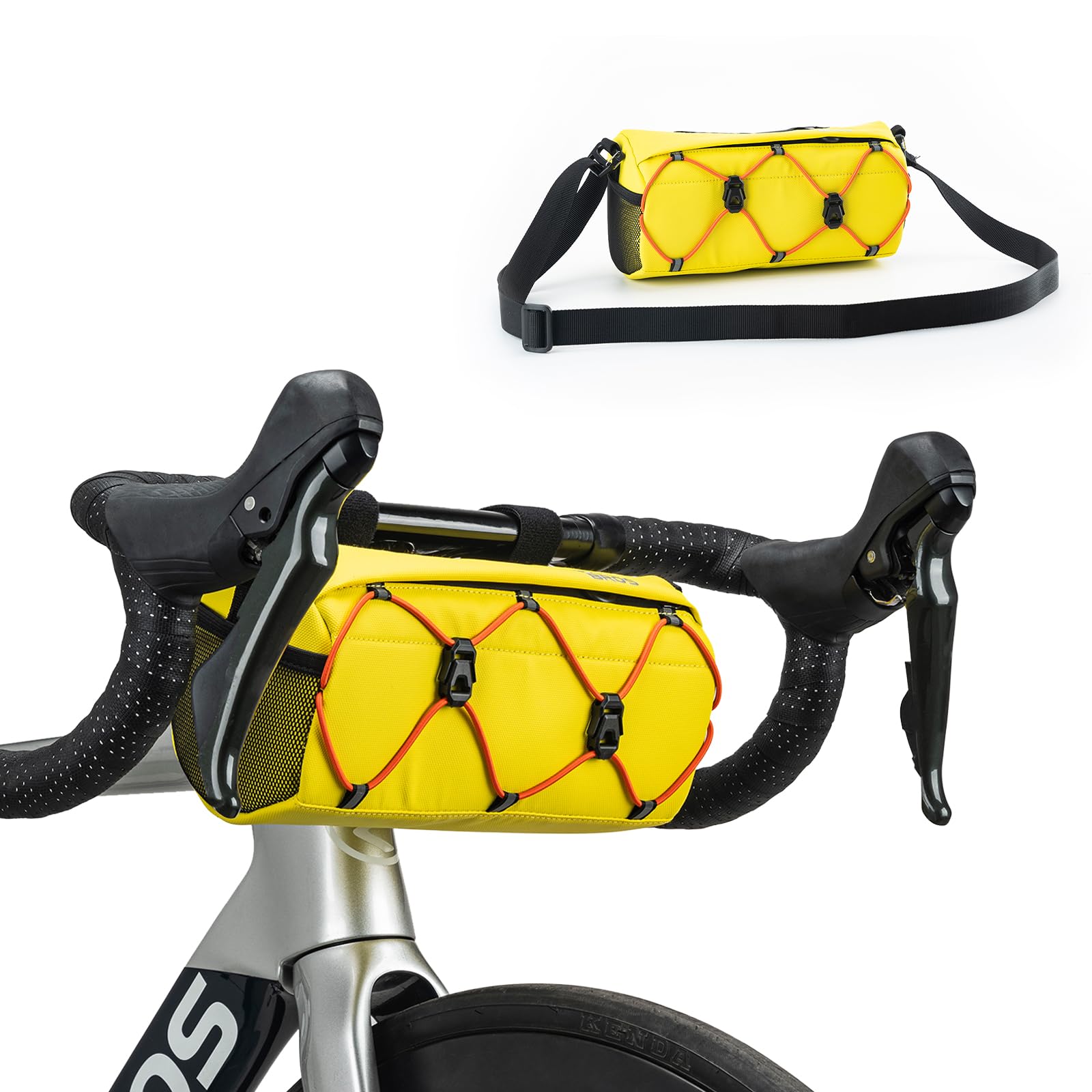 ROCKBROS Bicycle Handlebar Bag, Bicycle Front Pouch for Mountain Bikes and Racing Bikes, Shoulder Bag Storage Pouch with Shoulder Strap Cycling Roll Pack